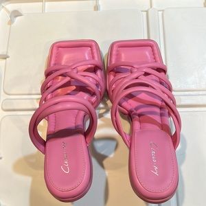 Circus by Sam Edelman Pink Strappy Square-Toe Heels